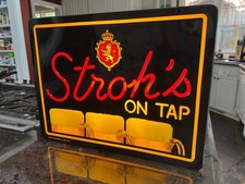 Vintage 1985 Stroh’s Beer On Tap Lighted Sign 20x16 Bar Pub Detroit Works picture