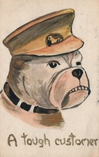 WWI 1914 Patriotic British Bulldog Hand Painted Postcard Gloucester Post History picture