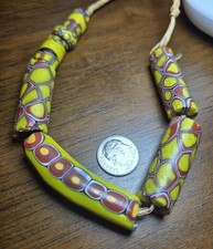 Chunky Beautiful Elbow Millefiori Set Of Venetian Glass Trade Beads  picture