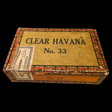 Vintage 1953 Series Clear No 33 Cigar Box Tampa FL Tobacco Stamp picture