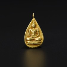 Antique Southeast Asian 19K Gold Buddha Statue – Seated Meditation Pose Amulet picture