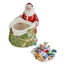 Fitz Floyd St Nicholas Santa Cookie Jar, Ceramic Christmas Holiday 6 Qt Canister picture