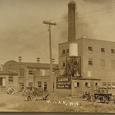 Antique RPPC Real Photograph Postcard Street Odd Laabs Cheese Factory Milan WI picture