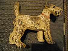 💥ANTIQUE FOX TERRIER DOG CAST IRON HUBLEY DOORSTOP 1920's picture