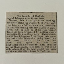 The Long-Lived Blockade Winona 1883 St. Paul MN Clipping SAI2-S21 picture