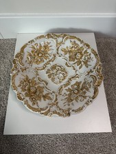 Antique 19thC Meissen Rococo Heavily Gilt Cabinet Plate Raised Flowers & Fruit A picture