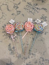 New Christmas lollipops lot of 4 sweets and treats picture