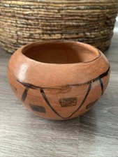 Old Vintage Maricopa? Hopi? Black On Red Painted Bowl Pot Markings Hard To Read picture