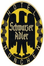 Vintage Munich 🇩🇪 Hotel Schwarzer Adler Poster - 1920s Design - 24x36” - picture