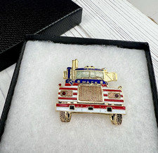 VTG Mack Trucks Magnet Patriotic Red White Blue Cab Enamel Promotion in Gift Box picture