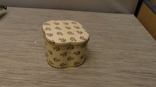 CLOVER SHAPED THE TIN BOX COMPANY DESIGNED BY DANER COLORFUL FLORAL TIN W LID picture