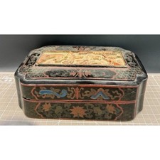 Vintage Chinese Box Lacquerware Detailed Chinese Carvings 11