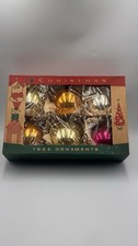 VTG Fantasia Poland 4” Mercury Glass Jumbo Christmas Ornaments Boxed Set 6 RARE picture