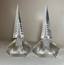 pair of vintage hand cut Japanese pagoda crystal glass figural perfume bottles picture