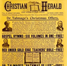 Christian Herald Dr Talmage 1894 Bible Advertisement Victorian XL DWII11 picture