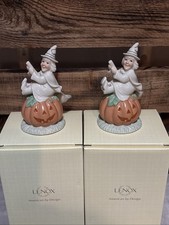 Lenox Witch's Jolly Pumpkin  Set/2 Halloween Figure Mint In Box picture