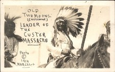 Old Two Moons Custer Massacre 1914 Marcell Native Americana RPPC Postcard bhn picture