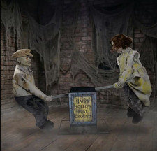 Animated Halloween See Saw Dolls Prop Haunted House Creepy Victorian Playground picture