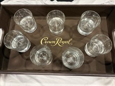 Seven (7) Crown Royal Whiskey Rocks Glasses (Heavy Bottom) with Serving Tray picture