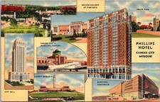 Linen Postcard Hotel Phillips at Twelfth and Baltimore in Kansas City, Missouri picture