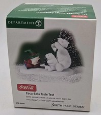 Vtg Dept 56 Coca Cola Taste Test Figurine Elf Polar Bears North Pole Series Box  picture