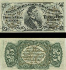 U.S. Counterfeit 25 Cents, FR-1291- 1869 dated Fractional Currency - Fantastic picture
