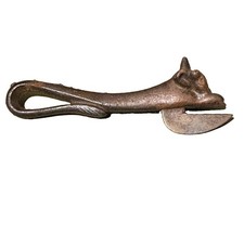 Antique All Cast Iron Bull Head Can Opener Loop Handle Bully Beef Victorian WWI picture