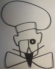 Rare Vintage MCM 1950s Wire Chef Metal Wall Hanging Mid Century Modern Whimsical picture