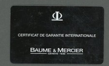 Baume & Mercier Genuine International Certificate Stamped Warranty Card - NEW picture