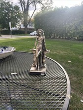 Vintage 10.5 Laminated Silver Deco Gatsby lady Figurine Vittorio Tessaro Italy picture
