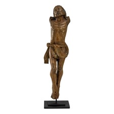 17th/18th Century French Wooden Sculpture of Jesus on Metel Stand picture