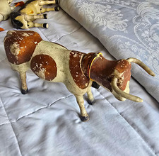 Antique Schoenhut Farm Cow Painted Eyes Bell Udder 9