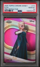 Topps 2025 Topps Chrome Disney Elsa #111 Pink Refractor /250 PSA 10 picture