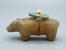 Leekya Deyuse (d 1966) Circa 1940's Nutria Rock Travertine Zuni Bear Fetish picture