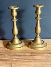 Antique French Brass Baluster Candlesticks, 19th Century - A (Near) Pair picture