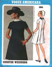 1964 Vintage Vogue Sewing Pattern Misses 1960s Americana A Line Dress 12 OOP Sew picture