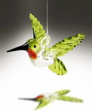 Hummingbird Ornament Glass Green Figurine Crystal Hanging Bird Art Christmas Xma picture