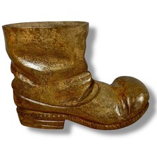 Vintage Hand Carved Wooden Boot Folk Art Vase Pipe Holder Desk Decor Novelty 6.5 picture