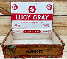 Seldom Seen Vintage Antique Lucy Gray Perfecto Cigar Box - Vintage Tobacciana picture