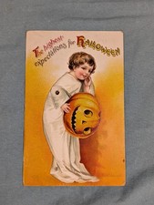 Halloween International Art 1236 Clapsaddle Mechanical Boy Moving JOL VTG Child picture
