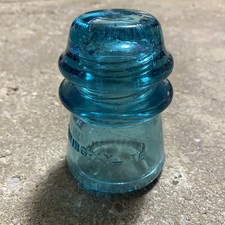 Vintage Hemingray 16 Aqua Blue Glass Insulator USA Sharp Drip Points Telegraph picture