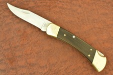 VINTAGE BUCK MADE IN USA 1972-1986 WOOD PREMIUM JUMBO LOCKBACK KNIFE 110 (24877) picture