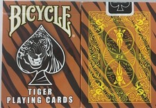 Bicycle TIGER Skin Print Rider Back Deck Playing Cards Brown Black Bengal Stripe picture