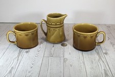  Intake Homer Laughlin Granada Harvest Gold/Amber GlazeCreamer And 2 Coffee Cups picture