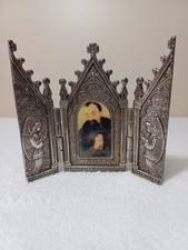 Rare Vintage Triptych-Trifold Flanked by two Angels 4