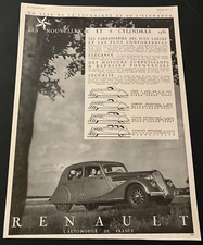 French 1936 Renault 8-Cylinders - Vintage Original Print Ad / Wall Art - CLEAN picture