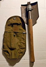 Vintage WWII U.S. Army M1943 Folding Entrenching Tool Shovel + OD7Canvas Carrier picture