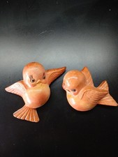 Vintage MCM Orange Chalkware Birds Wall Art Hanging Orange 6” Set Kitsch picture