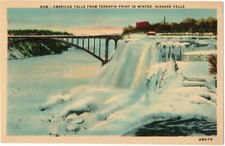 Postcard New York Niagara Falls in Winter From Goat Island c.1941 Linen picture