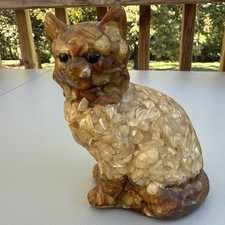 Vintage Tennessee Shell Co Mother of Pearl Cat Figurine 5.25” USA * “vomit Cat” picture